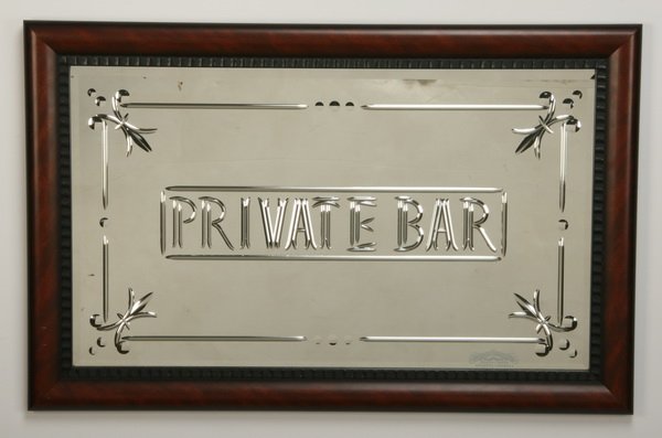 Italian Murano mirror marked "Private Bar" (1 of 1)