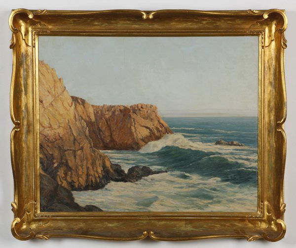 Early 20th c. oil on board seascape, signed (1 of 3)