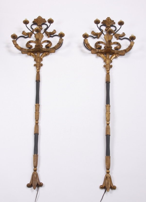 (2) 75"h gilt wood wall sconces (1 of 4)