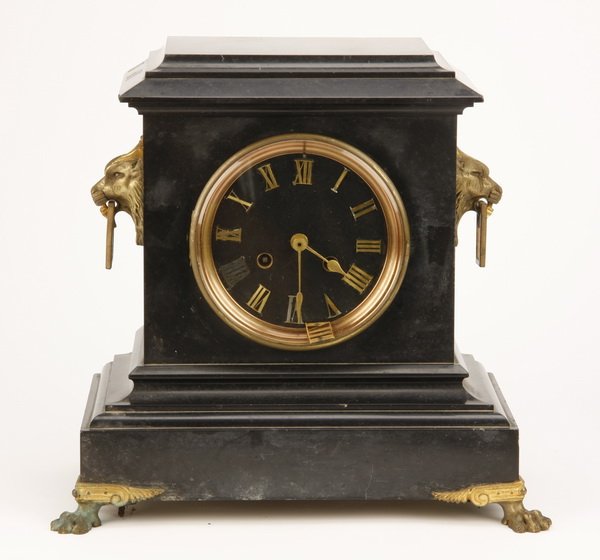 19th c. black Belgian marble clock (1 of 4)