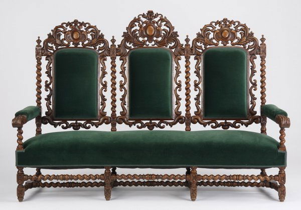 19th c. Continental carved oak settee (1 of 4)