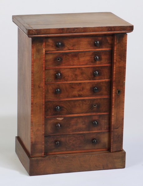Early 20th c. miniature walnut chest, 21"h (1 of 2)