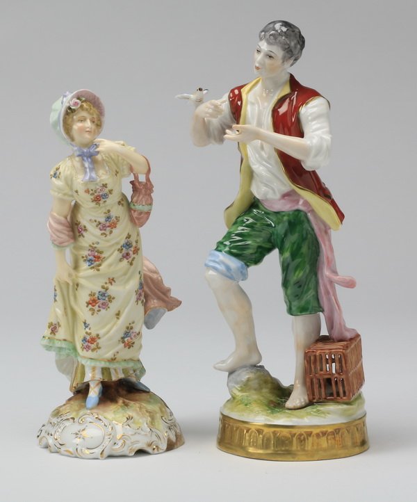 (2) Volkstedt porcelain figurines, marked (1 of 7)