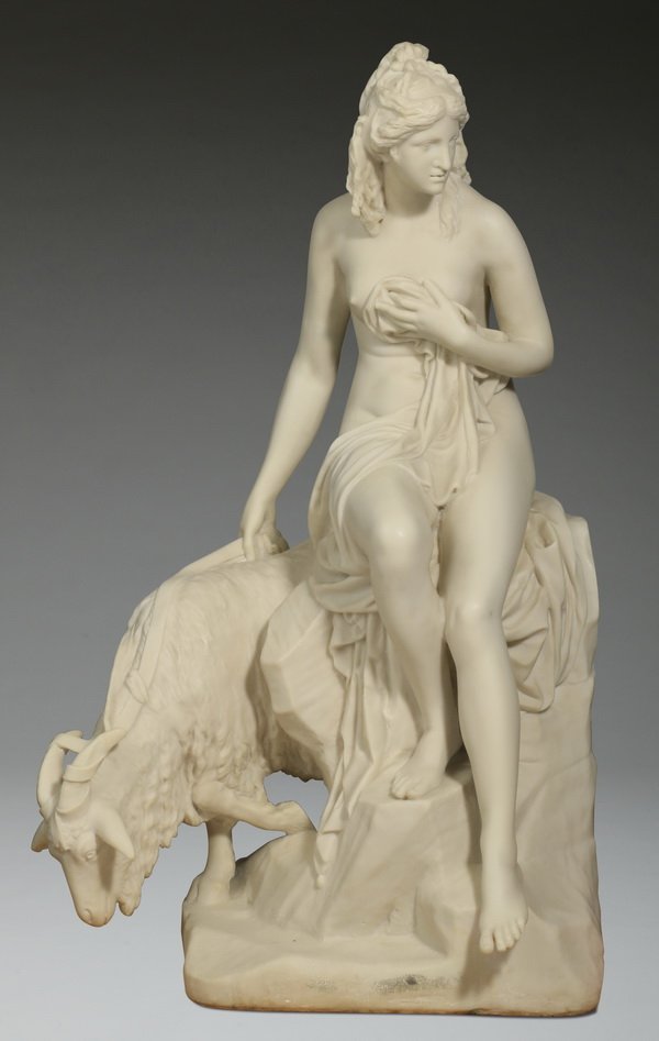 20th c. cast sculpture of a maiden, 33"h (1 of 5)