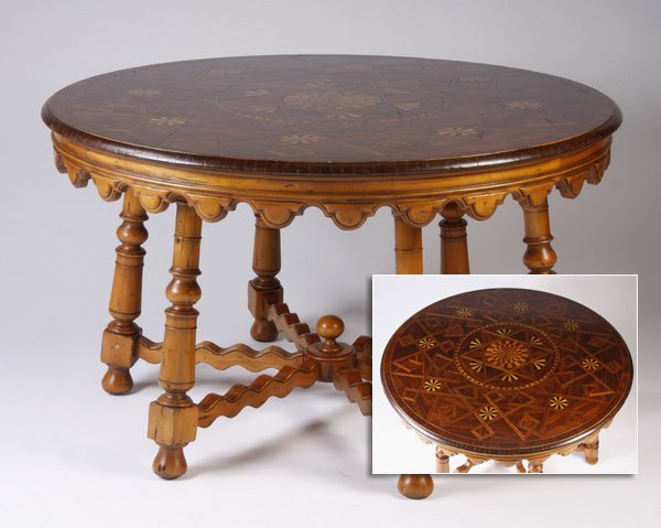 Spanish Provincial parquetry inlaid table (1 of 6)