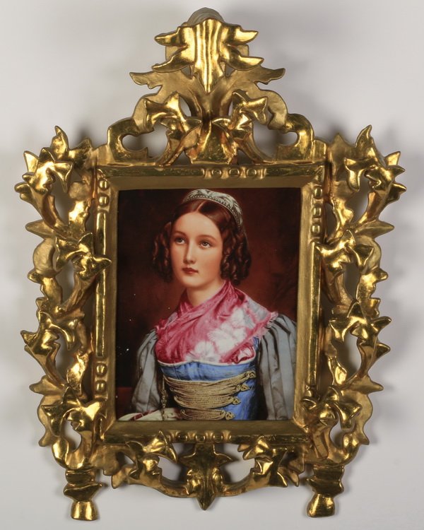 German porcelain portrait plaque, marked (1 of 2)