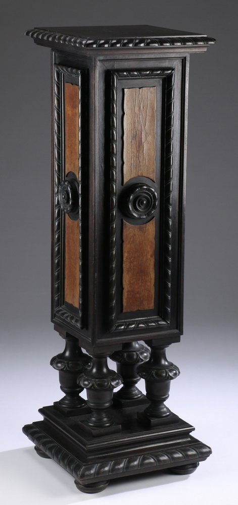 19th c. Victorian ebonized pedestal, 42"h (1 of 2)