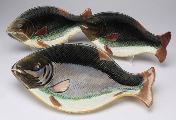 (3) Majolica figural fish serving pieces (1 of 2)