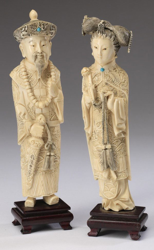 (2) Chinese carvings, emperor and empress (1 of 5)
