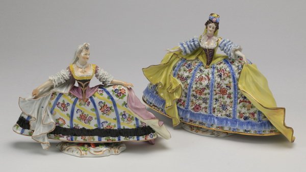 (2) 19th c. Dresden figurines, marked (1 of 8)