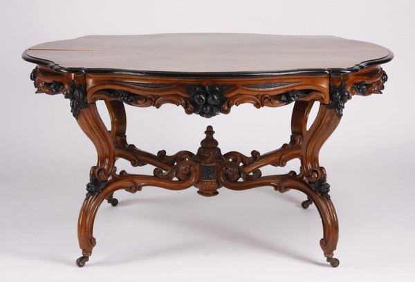 19th c. German Rococo style walnut table (1 of 5)