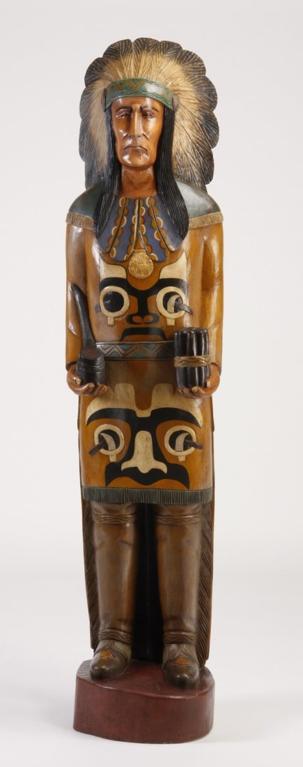 Hand carved and decorated cigar store Indian (1 of 3)
