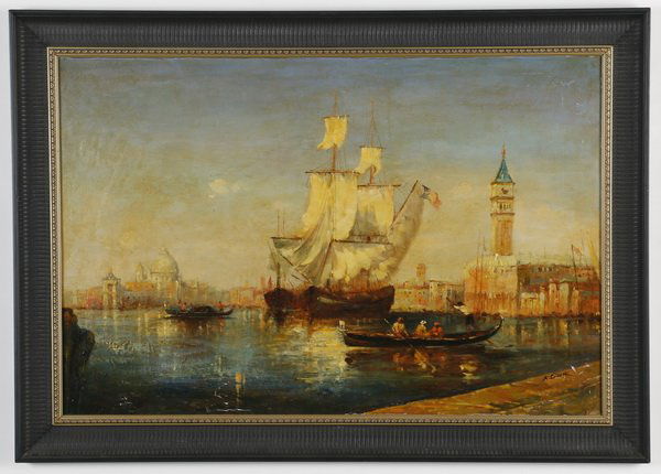 Early 20th c. oil on canvas Venetian scene (1 of 5)