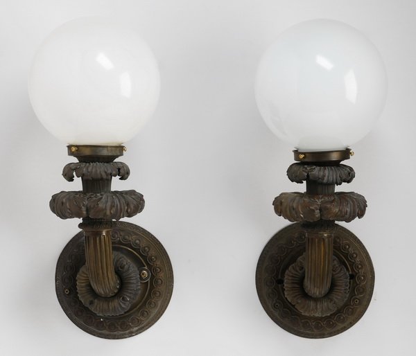 (2) Late 19th c. bronze sconces (1 of 3)