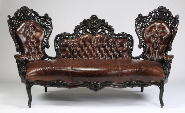 19th c. Belter style Victorian sofa, 61"long (1 of 6)