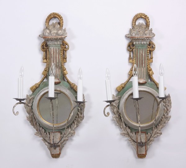 (2) French carved and painted wall sconces (1 of 3)