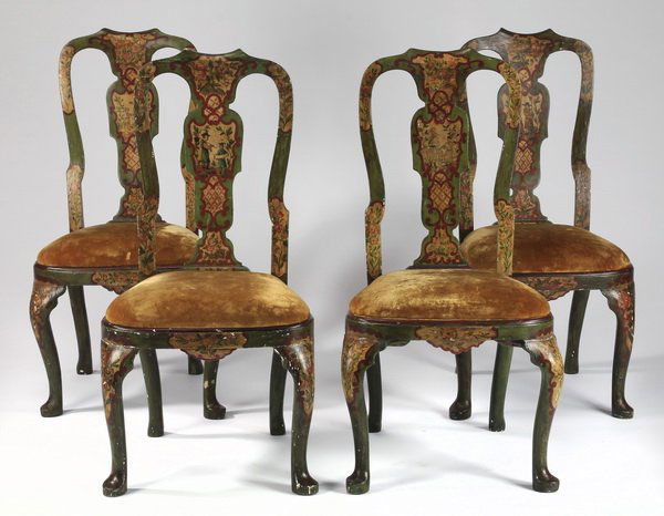 (4) Chinoiserie decorated side chairs, 41"h (1 of 3)