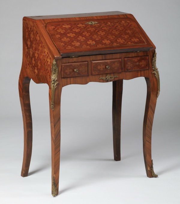 Petite French-style slant front desk, 20th c. (1 of 3)