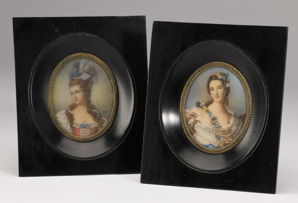 (2) Hand-painted ivorine portrait miniatures (1 of 1)