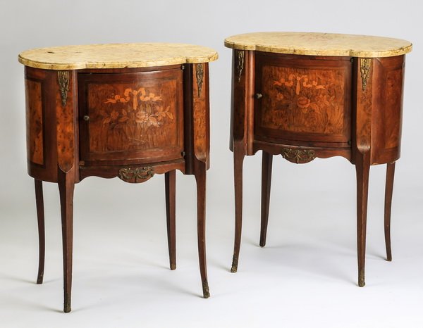 (2) Marquestry inlaid side cabinets, 29.5"h (1 of 4)