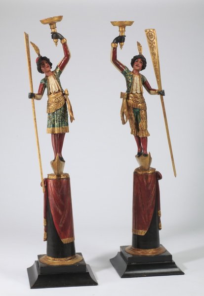 (2) Early 20th c. Venetian figures, 96"h (1 of 6)