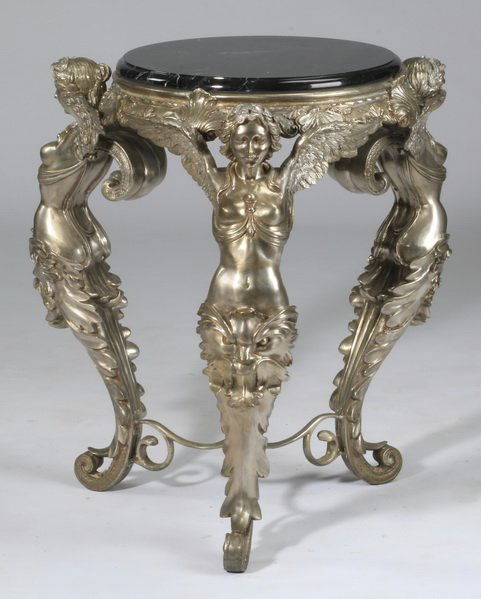 Silvered bronze marble top side table (1 of 4)