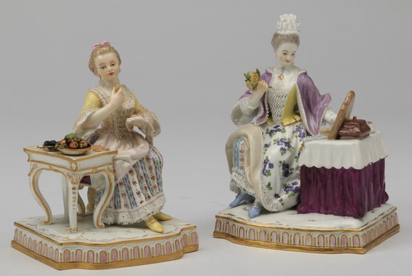 (2) Meissen figurines, 19th c. marked, 6"h (1 of 4)