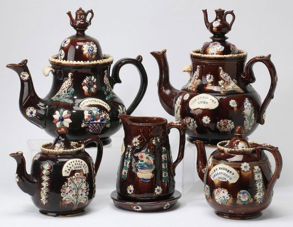 (5) 19th c. Measham presentation pieces (1 of 2)