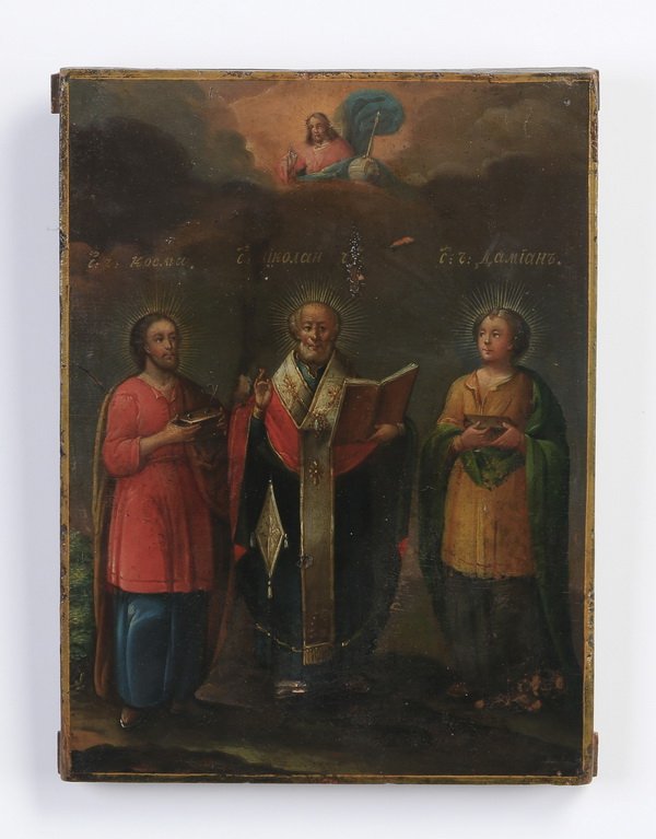 19th c. Ukranian icon of saints & Christ (1 of 6)