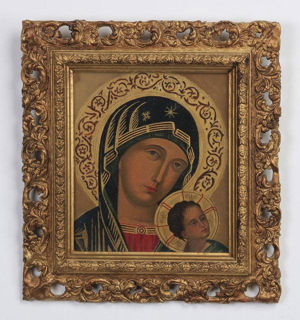 19th c. O/c Byzantine-inspired Virgin & Child (1 of 3)