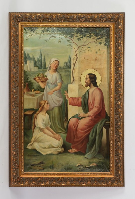 Oversized O/c, Christ preaching, signed, 70"h (1 of 5)