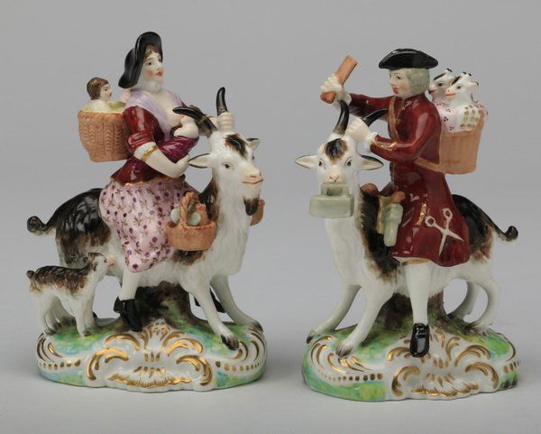 (2) Continental figurines, 19th c. Derby mark (1 of 6)