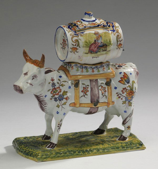 19th c. French faience cow form decanter (1 of 4)