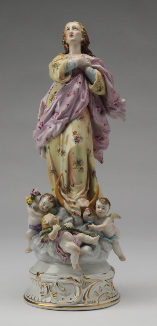 19th c. Capodimonte porcelain figurine, 17"h (1 of 8)