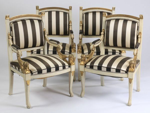 (4) Thomas Britt Empire style fauteuils, 38"h (1 of 3)