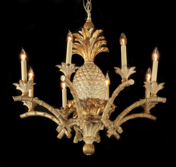 Italian carved & gilt 'pineapple' chandelier (1 of 2)