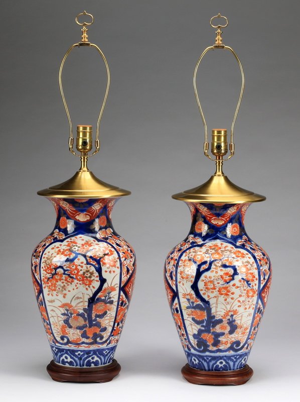 (2) Imari vases now mounted as lamps (1 of 1)