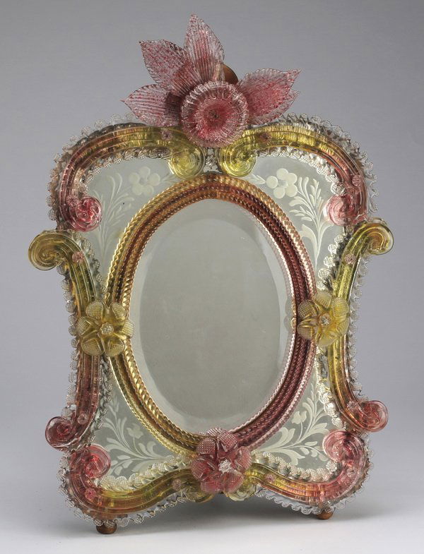 Venetian glass dressing mirror, 19"h (1 of 2)