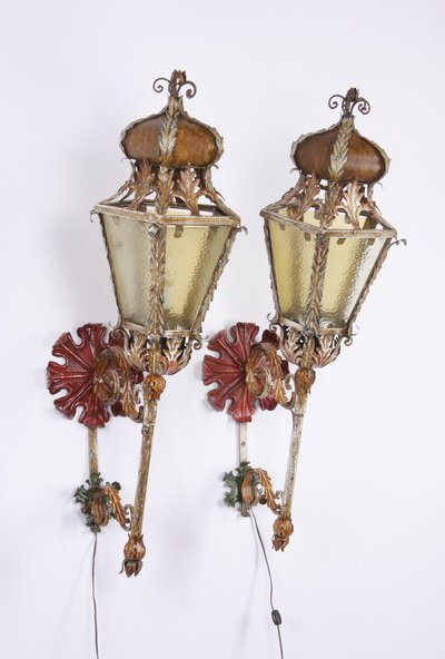 (2) 19th c. tole and iron lanterns (1 of 1)