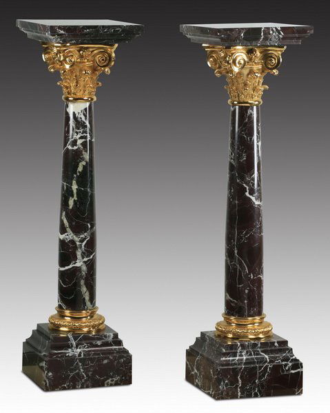 (2) Italian marble, bronze mounted pedestals (1 of 4)