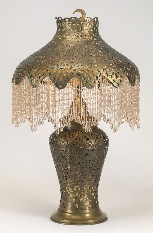 Orientalist brass table lamp, 24"h (1 of 7)