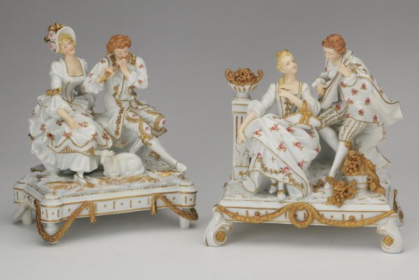 (2) Muller German porcelain figurines, 19th c (1 of 9)