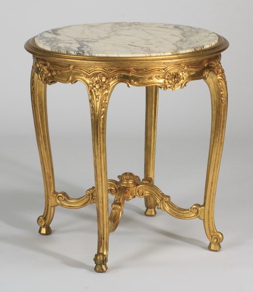 Marble top giltwood side table (1 of 2)