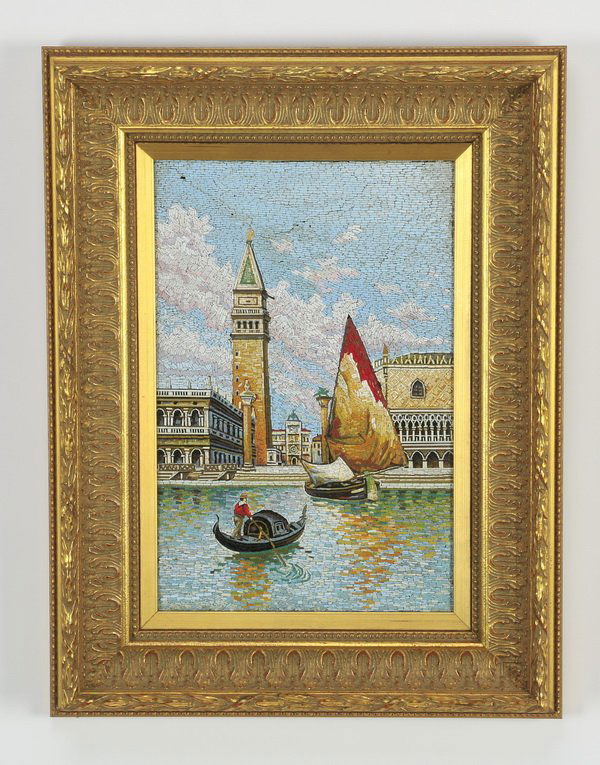Framed Italian micromosaic of Venice