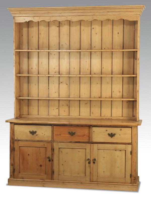 Late 19th c. primitive pine buffet, 105.5"h (1 of 2)