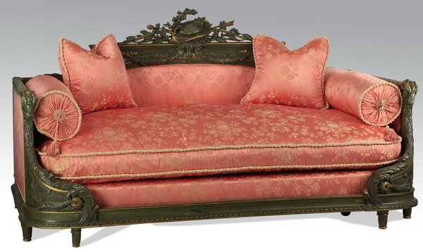 Louis XVI style daybed w/ silk upholstery (1 of 4)