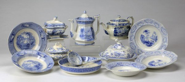 12-Pieces 19th c. blue and white transferware (1 of 4)