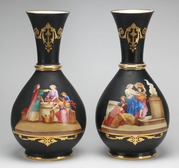 (2) 19th c. Paris porcelain vases, 20"h (1 of 2)
