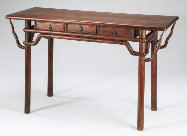 Chinese carved huanghuali table, 49"l (1 of 10)