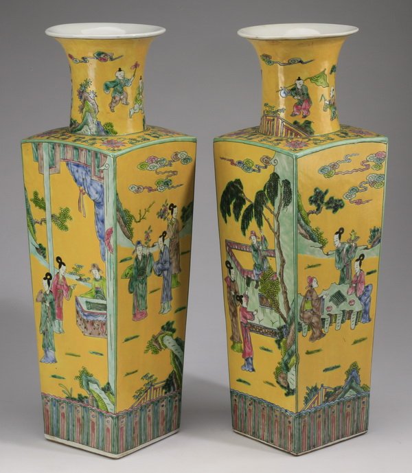(2) Chinese famille rose vases, Kangxi, 20"h (1 of 4)